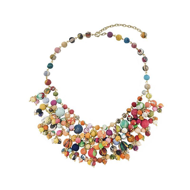 NECKLACE - KANTHA MULTI-LAYERED CLUSTERS,NE-5095