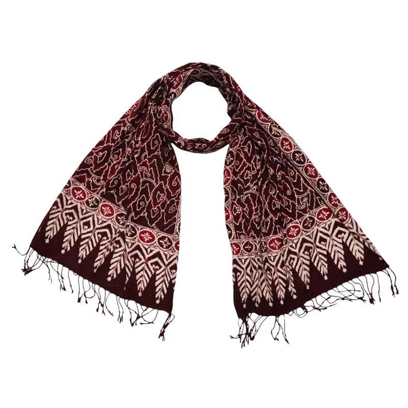 SCARF - INDONESIAN COTTON BATIK - MAROON STORM,SC0022