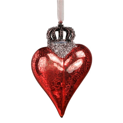 Crowned Heart Glass Ornament