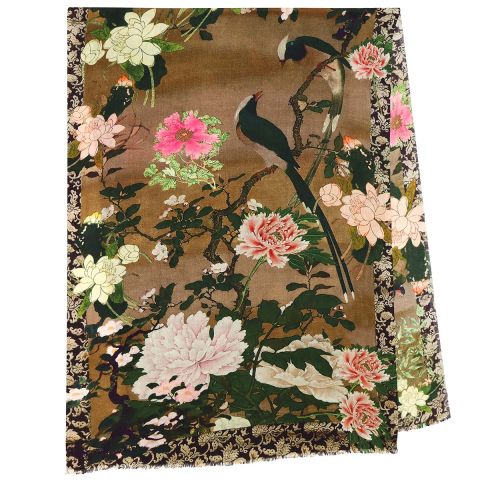 Japanese Floral Wool Scarf – Bowers Museum Gallery Store