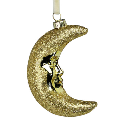 Gold Moon Glass Ornament