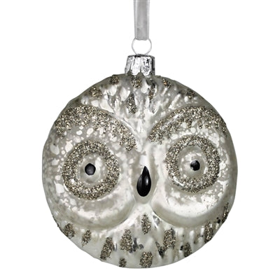 Owl Face Glass Ornament