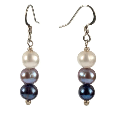 Tri-Colored Pearls Earring