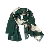 Heron Print Forest Green Scarf