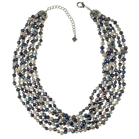 7-Strand Silver-Tone Cultured Pearl Necklace