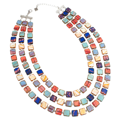 3-strand Colorful Czech Glass Necklace