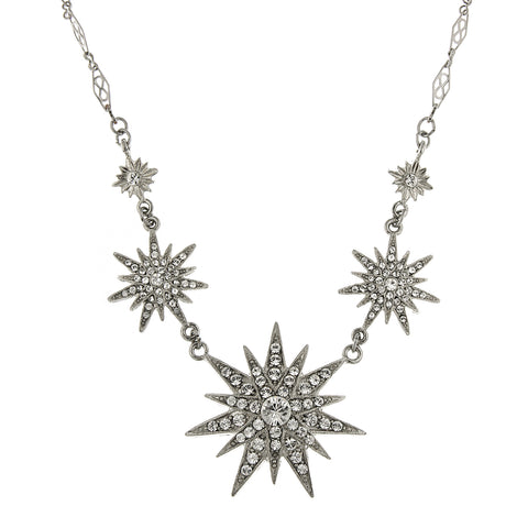 Triple Starburst Crystal Necklace