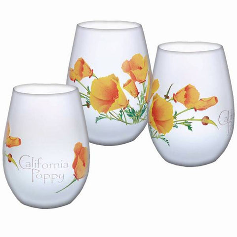 California Poppy Stemless Wine Glass