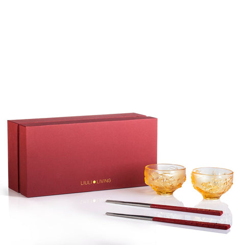 "The Joy of Fish" Bowl and Chopsticks Set